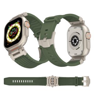 Orange Rugged Tactical Silicone Strap for Apple Watch Ultra & Series - Heavy-Duty Metal Clasp - Image 3