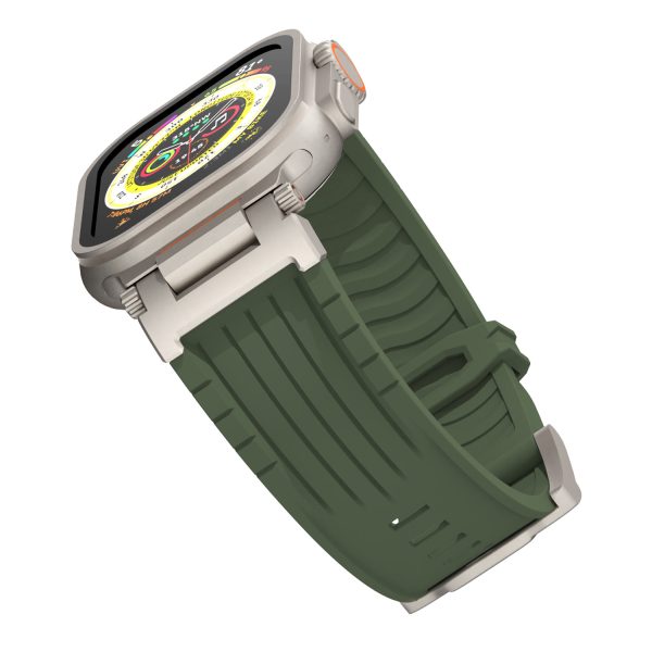 Orange Rugged Tactical Silicone Strap for Apple Watch Ultra & Series - Heavy-Duty Metal Clasp