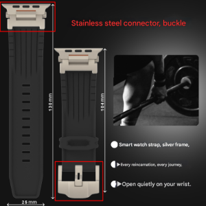 Orange Rugged Tactical Silicone Strap for Apple Watch Ultra & Series - Heavy-Duty Metal Clasp - Image 7