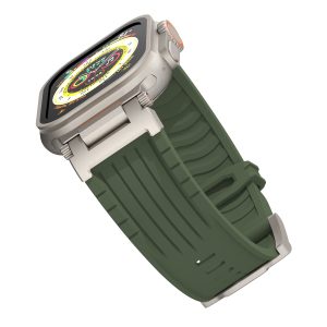 Dark Grey Rugged Tactical Silicone Strap for Apple Watch Ultra & Series - Heavy-Duty Metal Clasp - Image 5