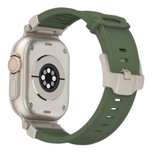 White Rugged Tactical Silicone Strap for Apple Watch Ultra & Series - Heavy-Duty Metal Clasp - Image 6
