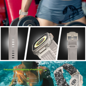 White Rugged Tactical Silicone Strap for Apple Watch Ultra & Series - Heavy-Duty Metal Clasp - Image 9