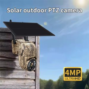 4MP Solar Security Camera Wireless WiFi Camouflage Wood Texture PTZ Outdoor Surveillance for Garden and Farm - Image 2