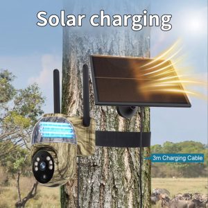 4MP Solar Security Camera Wireless WiFi Camouflage Wood Texture PTZ Outdoor Surveillance for Garden and Farm - Image 4