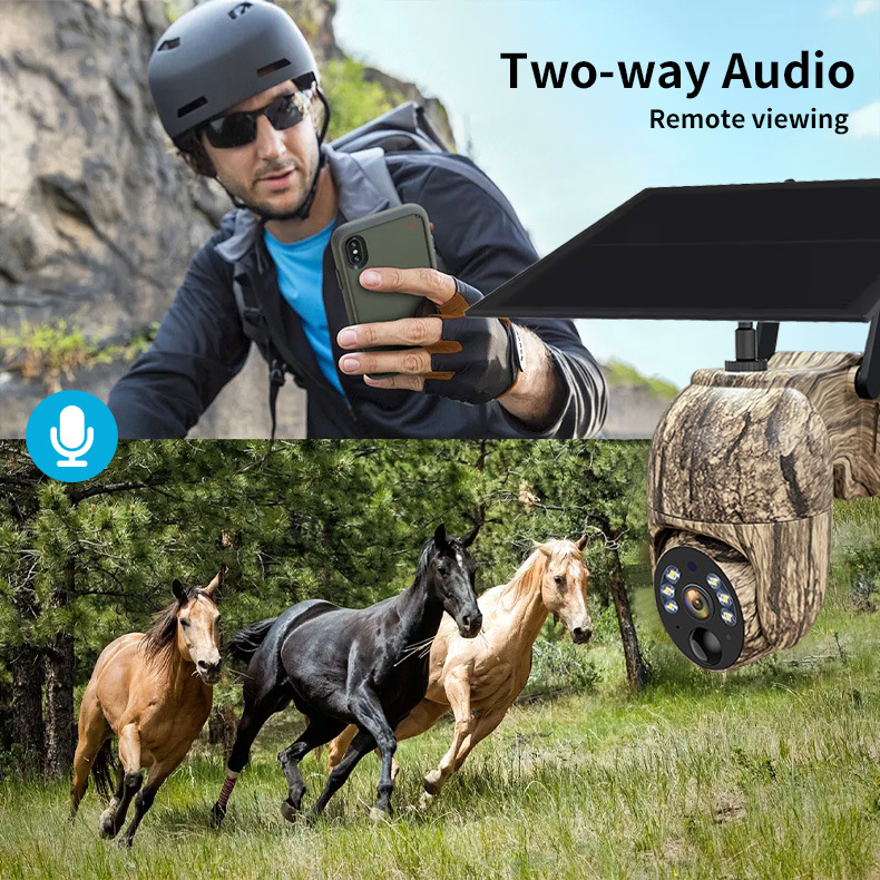 4MP Solar Security Camera Wireless WiFi Camouflage Wood Texture PTZ Outdoor Surveillance for Garden and Farm - Image 6