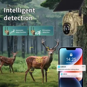 4MP Solar Security Camera Wireless WiFi Camouflage Wood Texture PTZ Outdoor Surveillance for Garden and Farm - Image 9