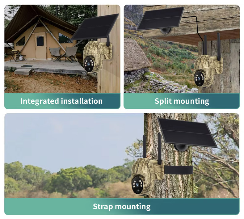 4MP Solar Security Camera Wireless WiFi Camouflage Wood Texture PTZ Outdoor Surveillance for Garden and Farm - Image 10