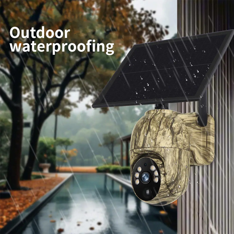 4MP Solar Security Camera Wireless WiFi Camouflage Wood Texture PTZ Outdoor Surveillance for Garden and Farm - Image 11