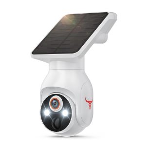 White Solar Powered Outdoor Security Camera 1080P - Wireless Smart Home PTZ CCTV with Two-Way Audio, IP65 Waterproof & Colour Night Vision