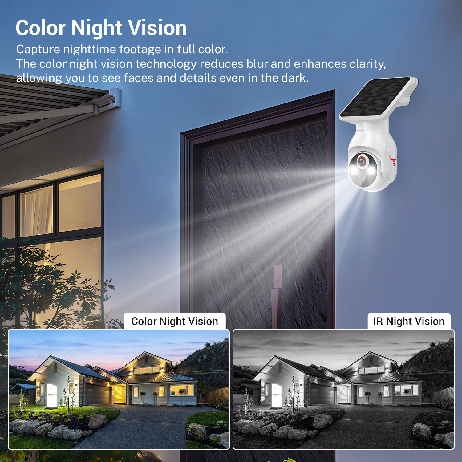 White Solar Powered Outdoor Security Camera 1080P - Wireless Smart Home PTZ CCTV with Two-Way Audio, IP65 Waterproof & Colour Night Vision - Image 7