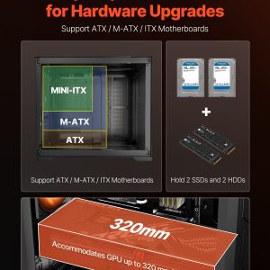 VEVOR Mid-Tower ATX PC Gaming Case Computer Case Box with 3 x 120 mm ARGB Fans - Image 4