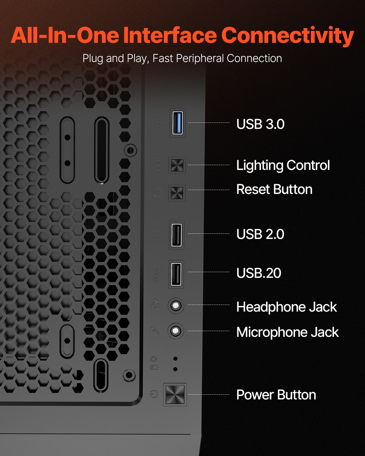 VEVOR Mid-Tower ATX PC Gaming Case Computer Case Box with 3 x 120 mm ARGB Fans - Image 5