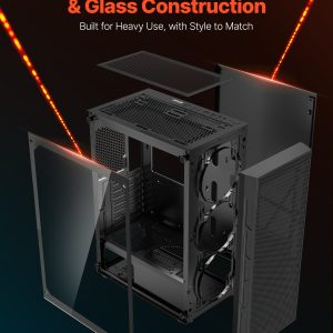 VEVOR Mid-Tower ATX PC Gaming Case Computer Case Box with 3 x 120 mm ARGB Fans - Image 6