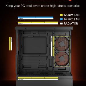 VEVOR Mid-Tower ATX PC Gaming Case Computer Case with 6 x 120 mm PWM ARGB Fans - Image 4