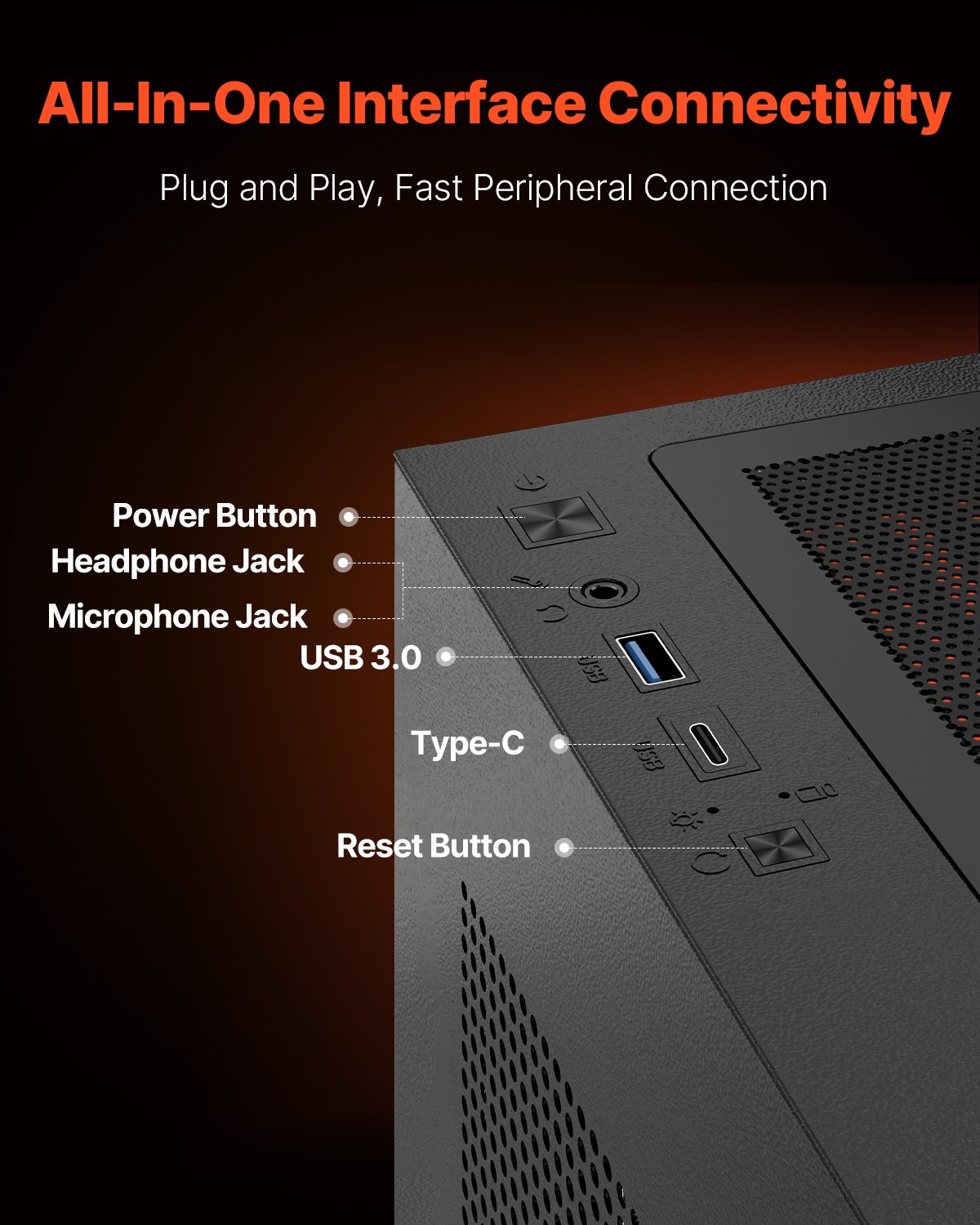VEVOR Mid-Tower ATX PC Gaming Case Computer Case with 6 x 120 mm PWM ARGB Fans - Image 5