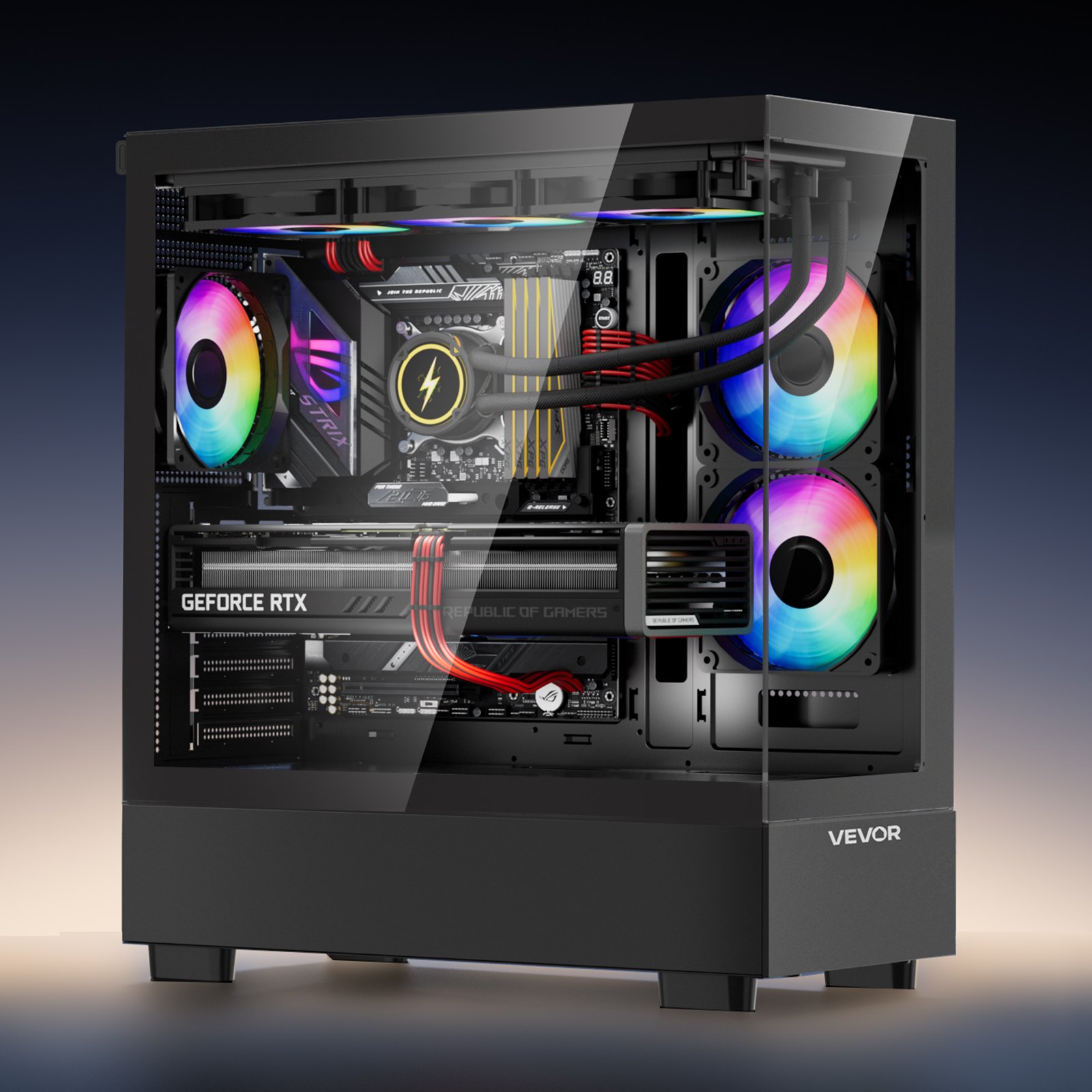 VEVOR Mid-Tower ATX PC Gaming Case Computer Case with 6 x 120 mm PWM ARGB Fans - Image 8