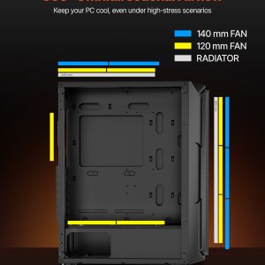 VEVOR Mid-Tower ATX PC Gaming Case Computer Case Box with 4 x 120 mm ARGB Fans - Image 3