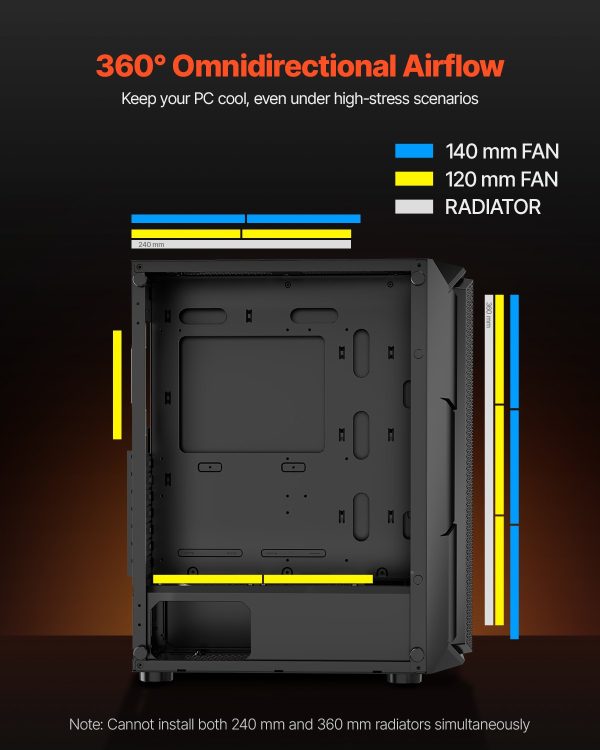 VEVOR Mid-Tower ATX PC Gaming Case Computer Case Box with 4 x 120 mm ARGB Fans
