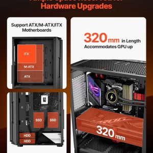 VEVOR Mid-Tower ATX PC Gaming Case Computer Case Box with 4 x 120 mm ARGB Fans - Image 4