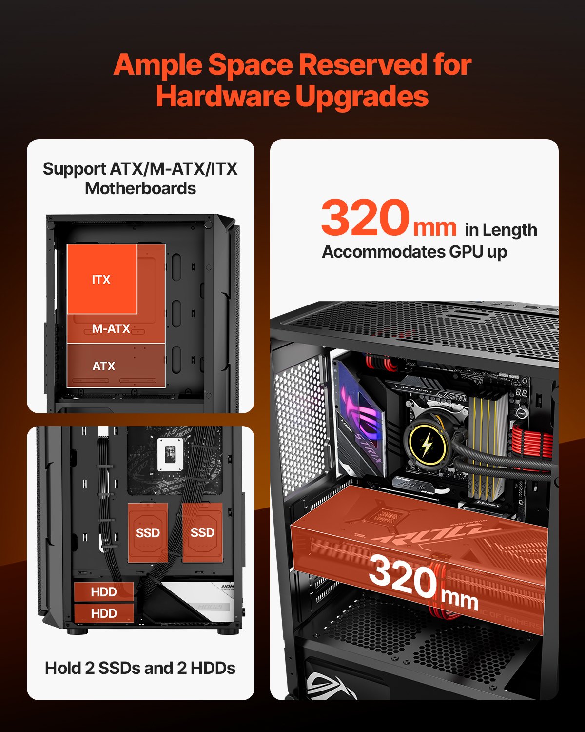 VEVOR Mid-Tower ATX PC Gaming Case Computer Case Box with 4 x 120 mm ARGB Fans - Image 4