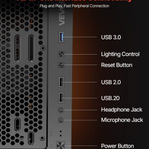 VEVOR Mid-Tower ATX PC Gaming Case Computer Case Box with 4 x 120 mm ARGB Fans - Image 5