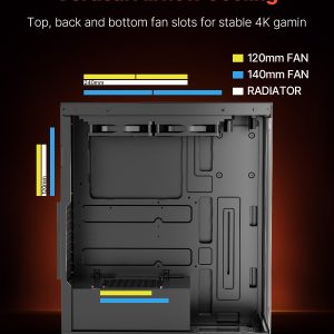 VEVOR PC Gaming Case Mid-Tower Computer Case with 2 Fans for ATX Motherboard - Image 4
