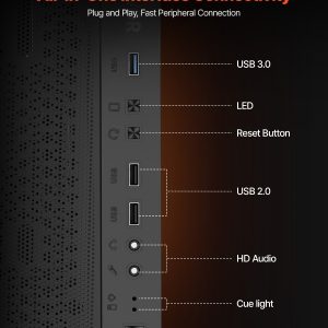 VEVOR PC Gaming Case, Mid-Tower, Computer Case with High-Airflow Tempered Glass Panel, Dust Filter, 4 x 120 mm Fans, Cable Management, for GPU up to 270 mm in Length, Compatible with ATX/M-ATX/ITX - Image 6